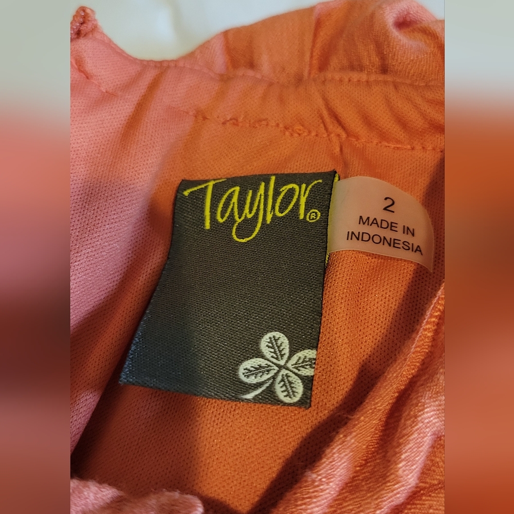 TAYLOR PAPAYA ORANGE Long DRESS SIZE 2 Ruffled Sundress Spaghetti Strap - Picture 4 of 16